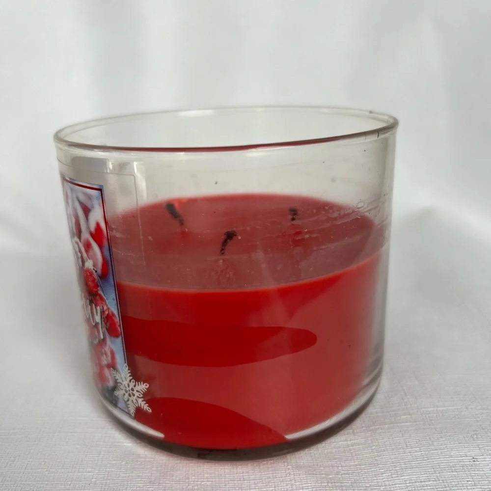 Bath & Body Works Frosted Cranberry 3 Wick Candle & Wildflower Refills
